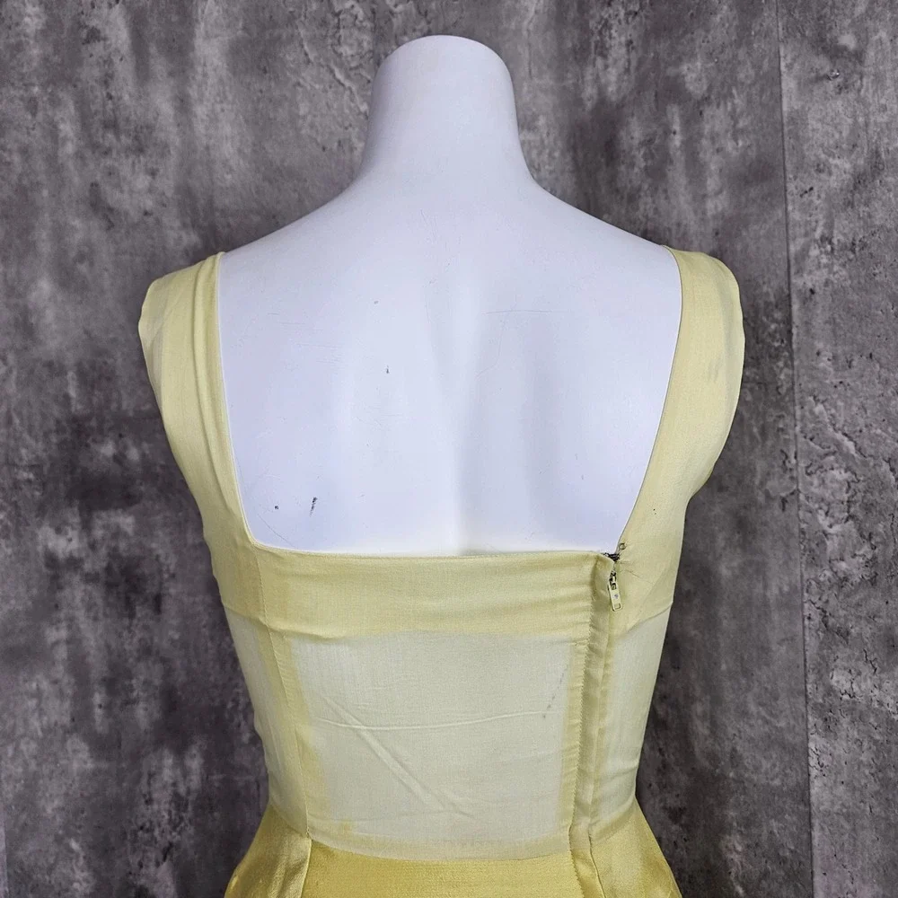 Vintage 60s Joan Leslie By Kasper Yellow Dress‎ Set Sleeveless Bow Detail